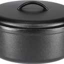 Amazon Basics Pre-Seasoned Cast Iron Dutch Oven Pot with Lid and Dual Handles, Oven Safe, Heavy-Duty, 7-Quart, Round, Black