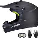VCOROS Kids Dirt Bike Helmet Youth Motorcycle Helmet, M-001 Kids Motorcycle Full Face Helmet for ATV BMX UTV Off-Road Dirtbike Helmet with Goggles Gloves DOT Approved