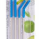 Kitchen Set of 3 (Core Home Wine Glass - Blue, 1 Pack/14 oz; Core Home Straw Blue 2pcs; SodaStream Slim Carbonating Bottle Black)