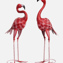 Metal Flamingo Garden Statues Red Flamingo Yard Art Outdoor Sculptures for Home