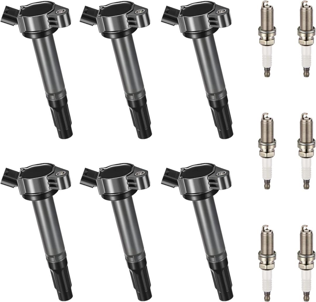 BDFHYK Ignition Coil Pack UF487 and Iridium Spark Plug 6619 Compatible with Lexus ES350 2007-2015 Lexus RX350 Toyota RAV4 Avalon Camry Toyota Sienna Toyota Coil Pack Coil for Lexus 3.5L Set of 6