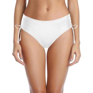 Tempt Me Women Bikini Bottoms Side Tie Adjustable Bathing Suit Swimsuit Full Coverage Swim Bottom (X-Small, White)
