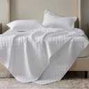 Bedsure Quilts King Size - Lightweight Bedspreads King Size with Basket Weave Pattern, Soft Quilt Bedding Set, White Comforter Set Coverlet for All Seasons with 2 Pillow Shams (106" x 96")