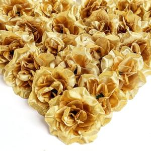 HAPY SHOP Gold Silk Flowers - 36 Pieces Artificial Roses for DIY Decor, Cake, Wristband, Clothes, Headwear