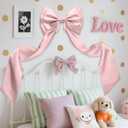 Giant Bow Decoration, 83x20 Inches Big Bow for Backdrop with Back Ribbon, Satin Large Bows for Decoration, Coquette Bows Decor for Birthday Party Room Wedding Baby Shower Church Nursery (Pink)