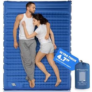 Double Sleeping Pad, 4.7“ Ultra-Thick Camping Mattress 2 Person for Backpacking, Hiking(Blue)