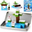 3 otters 32PCS Magnetic Building Blocks Winter Travel Set, STEM Magnet Cubes Toys with Metal Storage Box for Kids, Sensory Christmas Birthday Gifts for Boys & Girls