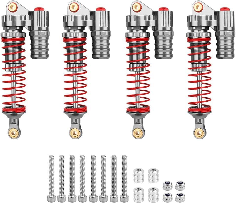 Aluminum Adjustable Piggyback Shock Absorber Oil Damper for Axial SCX10 Capra Wraith TRX4 TRX6 D90 Tamiya CC01 HSP HPI 1/10 RC Crawler Upgrade Parts (titanium, 90mm)