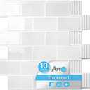 Art3d Peel and Stick Wall Tiles in White Marble 10-Pack of 12 x12 Thickened Design Backsplash, Self-Adhesive Tile for Kitchen & Bathroom Decor