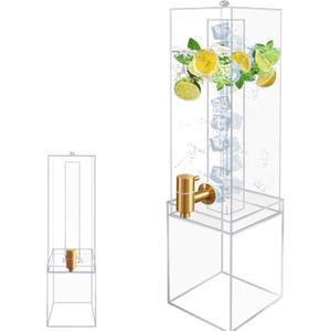 2 Gallon Large Drink Dispenser, Drink Dispenser with Acrylic Stand, Drink Dispensers for Parties with Ice Core, Beverage Dispenser with Airtight Valve for Water, Punch, Juice (Clear)