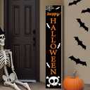 Halloween Porch Decor Outdoor Halloween Decorations Wooden Skull Porch Sign Door Decorations Indoor Outside Welcome Sign for Front Door 46.8 Inch