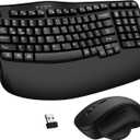 Wireless Keyboard and Mouse Combo, 2.4G Wave Keys Ergonomic Keyboard with Wrist Rest and 3 Level DPI Advanced Wireless Ergonomic Mouse, Natural Typing for Windows, Mac OS Desktop Laptop