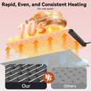 Food Warming Mat Electric Tray: Adjustable Silicone Heating Pad with 3 Temperature Settings 4 Timer Function Portable Roll Up Hot Plate for Buffets Party Gatherings Kitchen Countertop Black Gray