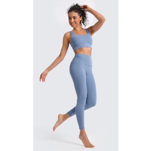 BAYDI Clouduxi High Waisted Workout Leggings for Women 25" - Tummy Control Buttery Soft Gym Yoga Pants, Grey Light Blue, Medium