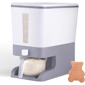 Juome 20-25 Lbs Rice Dispenser with Moisture Absorbing Clay - Large Rice Storage Container with Measuring Cup, Sealed Food Storage Containers with Lids, Rice Holder for Kitchen Pantry Household