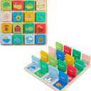 Fisher-Price Wood Preschool Toy Lift & Reveal Board, Early Learning Activity for Fine Motor Developmental Play Kids Ages 3+ Years