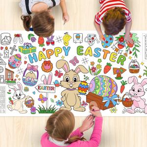 2 x Easter Giant Coloring Poster 71 x 31 Inch Jumbo Paper Coloring Activity Poster Oversized Coloring Table Cover for Kids Family Classroom Easter Party Games Decorations