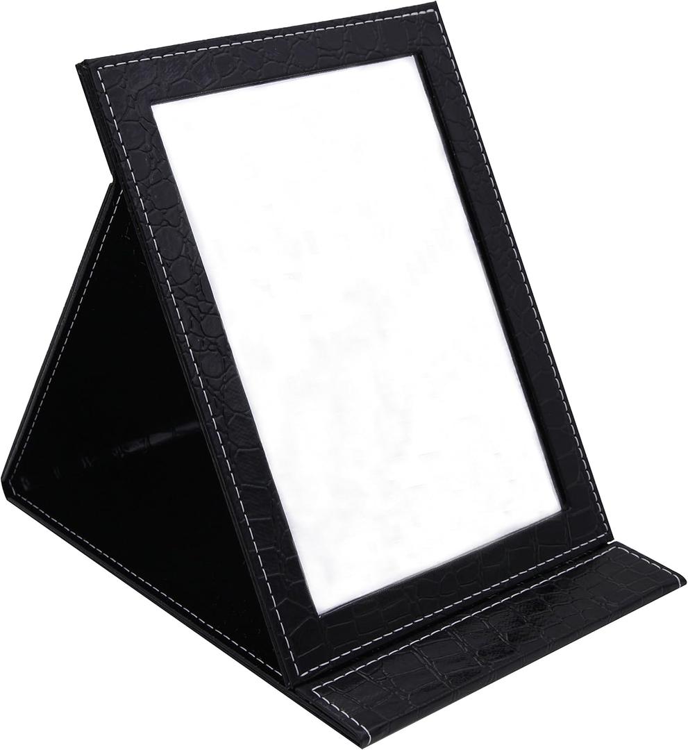 Famiry Portable Folding Vanity Mirror for Bedroom Cosmetic Dresser, Makeup Mirror with Leather Cushioned Cover for Travel