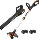 Worx 20V String Trimmer Cordless & Edger 3.0 + Leaf Blower Cordless with Battery and Charger Turbine, Black and Orange