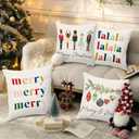 BBOLDIN Christmas Throw Pillow Covers 18x18, Colorful Nutcraker Pine Tree Pillow Cases Set of 4, Winter Holiday Cushion Covers Decorations for Indoor Sofa Living Room