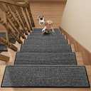 Stair Treads Carpet 4 pcs for Wooden Steps with Non Slip Rubber Backing, 100% Polyester Soft Stairs Resistant Indoor Skid Runner Safety Rugs for Kids Elders and Pets 30" * 8" (Dark Gray)
