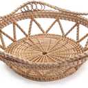 Woven Bread Baskets for Serving Rattan Tray for Fruit Food Kitchen Taptop Natural (10.6inch D x 3.5inch H)