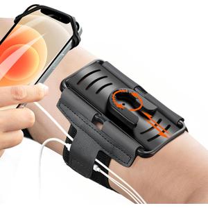 Newppon Cell Phone Running Armband - Detachable & 360° Rotatable Universal Cellphone Arm Band for iPhone 17 16 15 14 13 Pro Max Plus Samsung Galaxy Note S24 S23 for Workout Exercising Walking Jogging