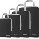 Gonex Compression Packing Cubes, 4pcs Expandable Storage Travel Luggage Bags Organizers(Black)