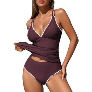 ZAFUL Womens Tankini Swimsuits V Neck Push Up Swim Top Color Block Tummy Control High Waisted Bathing Suits Swim Bottom.L ZAFUL Womens Tankini Swimsuits V Neck Push Up Swim Top Color Block Tummy Control High Waisted Bathing Suits Swim Bottom.L