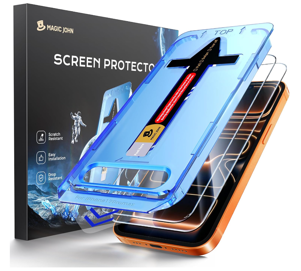 MAGIC JOHN for iPhone 17 Pro Max Screen Protector Tempered Glass 6.9 inch
