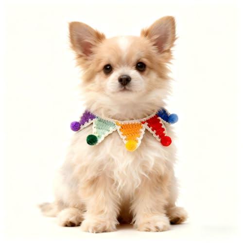 2 x MITOCAPY Christmas Dog Costume, Handmade Knitted Rainbow Dog Bandanas, Five-Pointed Star Cat Outfit, Dog Costume, Rabbits Outfit Accessories (Rainbow)
