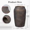 Briful Rustic Vintage Ceramic Vase, 9.06'' Farmhouse Table Decor with Wide Mouth, Large Decorative Vase for Home Decor, Living Room, Entryway & Shelf Styling, Brown