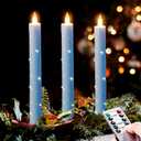 Flameless Cone Candle with Built-in Star String Light, 11 Button Remote Control, Timer, Battery Powered, Analog Flame, 3 Pack of Window Candles, Christmas Home & Wedding Decoration (Sky Blue)