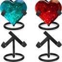Shimeyao 4 Pcs Metal Crystal Heart Stone Stand Crystal Ball Holder Rock Display Stand Mineral Specimen Display Easel Holder for Gemstones Fossils Agate Slabs Plates (Black,2 x 2.36 x 2.56 Inch)