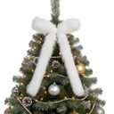 Hoteam 12pcs Large Furry Christmas Bows 11 x 18 Inch Faux Fur Tree Topper Decorations Rustic Fluffy Ornaments for Christmas Tree Wreath Door Porch Farmhouse Holiday Party Decor(White)