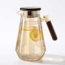 1.8L Glass Pitcher with Lid and Spout, Borosilicate Glass Carafe for Hot/Cold Drink, Water Pitchers with Handle for Fridge, Extra Large Jug for Iced Tea, Coffee, Juice, Beverage