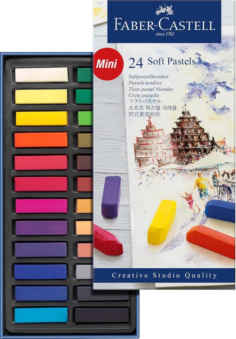 FABER-CASTELL Creative Studio Soft Pastel Mini Sticks (1.25) - 24 Vivid Colors, Assorted (Pack of 1)