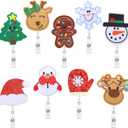 9 Pcs Christmas Holiday Badge Reels Retractable Badge Holder Nurses ID Badge Clip Christmas Tree Snowman Elk Gingerbread Man ID Badge Holder Decorative for Student Teacher (Christmas Style)