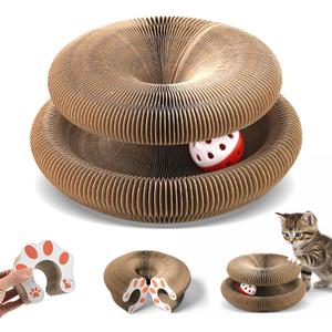 1 Pack Cat Scratcher Toy with Balls Bells, Magic Organ Foldable Cat Scratching Board for Kitten, Interactive Toys for Indoor Adult Cats Exercise Anxiety Relief, Auburn