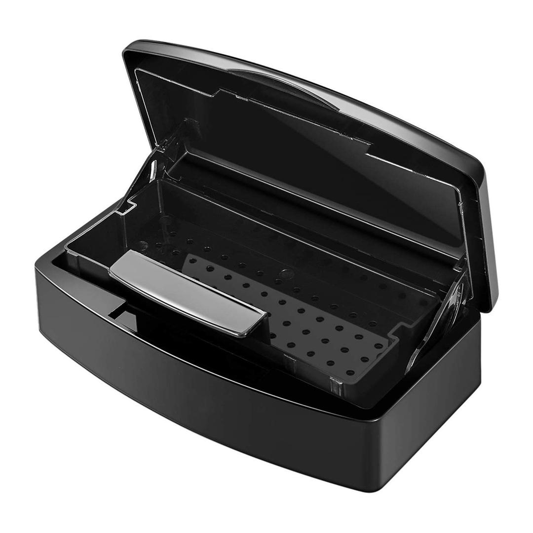 Aifeiter Nail Tool Sterilizer Box,Plastic Sterilizing Tray,The Disinfection Box for Nail Art Tools is Applicable to Nail Art Tools, Tweezers, Hair Salons, Spas and Manicure Equipment-Black