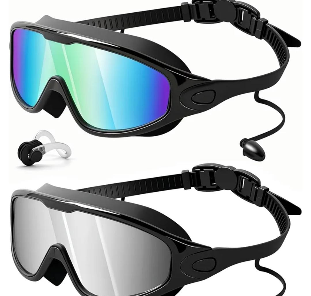 Rantizon Swim Goggles 2 Pack, Wide View Anti Fog&UV Swimming Goggles for Audlt, No Leaking Swim Glasses for Men Women Kids