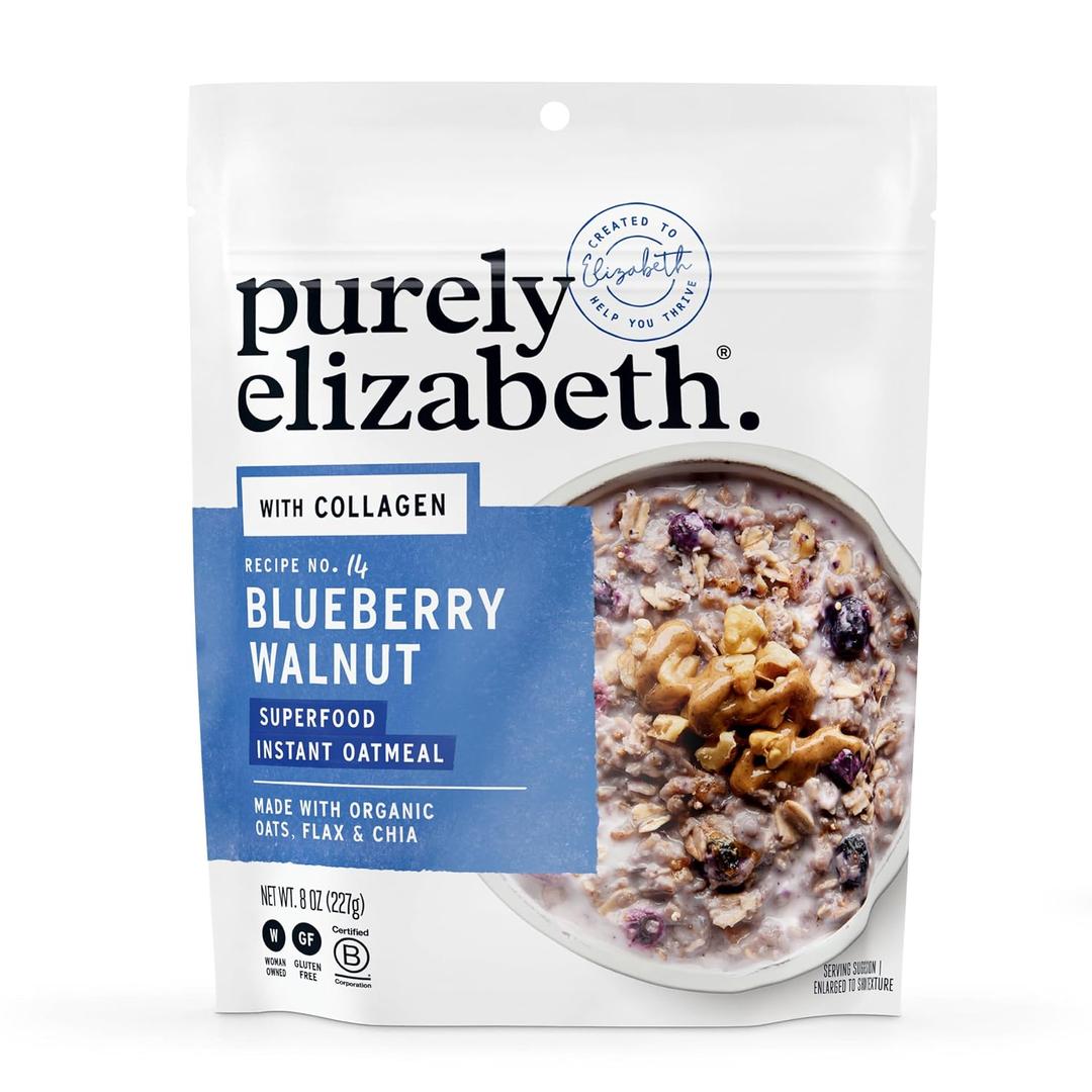 4 x Purely Elizabeth, Oat Blueberry Walnut Collagen Pouch, 8 Ounce (EXP 05/09/26)