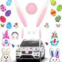 21 Pcs Easter Bunny Car Decorations Rabbit Ears Decorations and Egg Bunny Refrigerator Magnetic Stickers Spring Reflective Garage Magnet for Truck Vehicle Auto Easter Party Decorations
