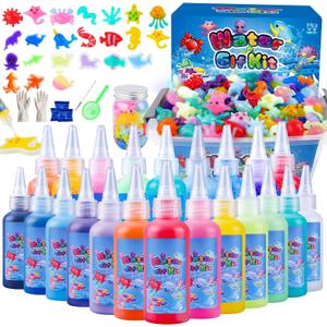 Aibxiu Magic Water Elf Toy Kit, Crafts for Kids Ages 4-8-12, Aqua Fairy Water Gel with 22 Gels, 22 Sea Creature Molds, DIY Craft Kit, Birthday & Party Favors for Kids Ages 3+