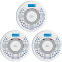 Vintage 3 Pack Carbon Monoxide Detector Battery Operated with Digital Display White