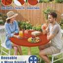 Moosfor Round Spandex Tablecloth, Elastic Fitted Waterproof Tablecloths for 31"-35" Tables, Stretch Washable Picnic Table Cover for Camping, Dining, Indoor and Outdoor, Rust