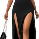 WDIRARA Women's Split Sleeveless Cami Dress Crisscross Tie Backless Maxi Halter Dress