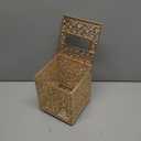 Sumnacon Tissue Box Cover Square Tissue Box with Lid, Metal Tissue Box Holder Stylish Tissue Cover Cube Tissue Box Cover for Bathroom Toilet Kitchen Table Desk Home Office, Gold