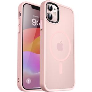 MOCCA Strong Magnetic for iPhone 12 Case/iPhone 12 Pro Case, [Compatible with Magsafe][Mil-Grade Drop Protection] Slim Shockproof Translucent Protective Phone Case for iPhone 12/12 Pro, Pink