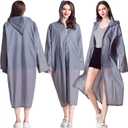Cosowe Rain Ponchos for Adults Reusable, 2 Pcs Raincoats Emergency for Women Men with Hood and Drawstring, One Size, E-gray
